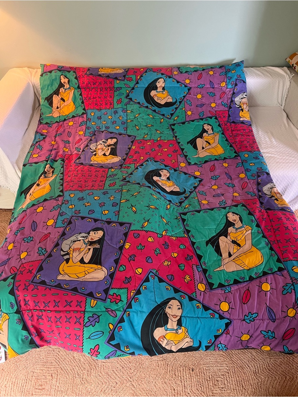 Vintage 90s Disney Pocahontas Kids Quilted Comforter